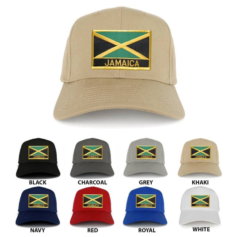 Jamaika Und Text Bestickt Flagge Eisen Auf Patch Gold Border Snapback Baseball Cap | 27-079-Fpr120-Jamaica von armycrew
