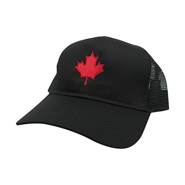 Kanada Rot Ahorn Blatt Stickerei Trucker Mesh Cap - Schwarz | 2 Style von armycrew