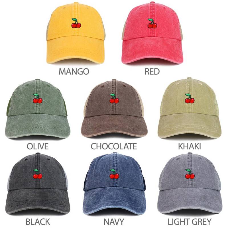 Kirsche Patch Gewaschen Pigment Gefärbt Weiche Trucker Baseball Cap von armycrew