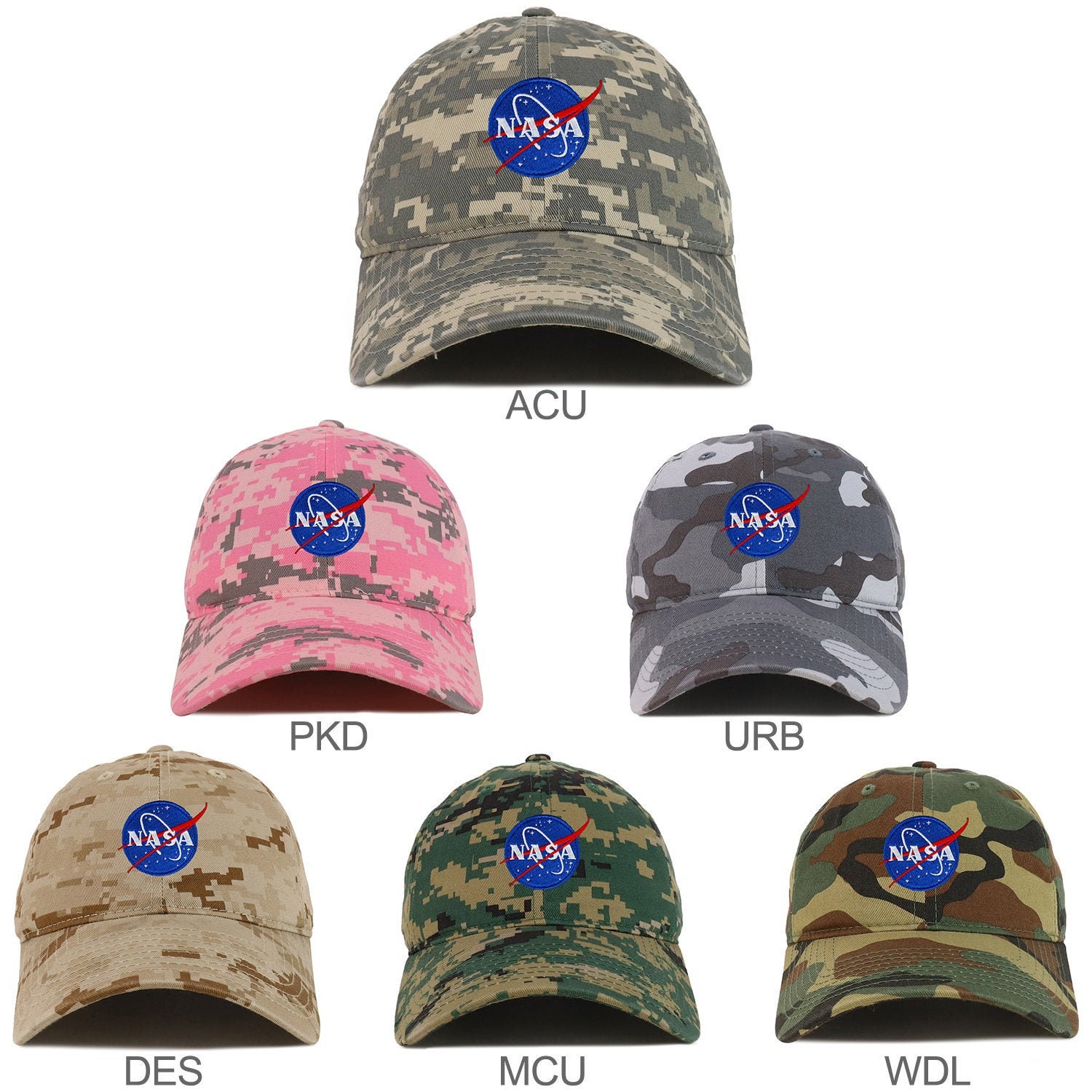 Kleine Nasa Insignia Logo Patch Camo Weiche Krone Baumwolle Baseball Cap von armycrew