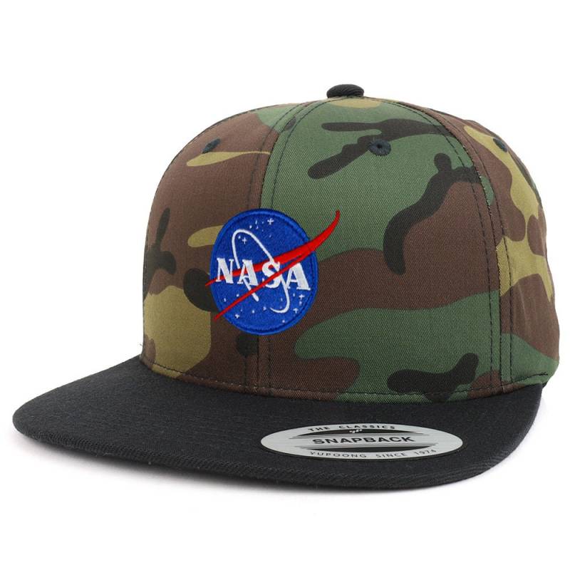 Kleine Nasa Insignia Patch Zwei Ton Camo Schwarz Flatbill Snapback Baseball Cap | Flex-6089Tc-Insignia-Sm von armycrew