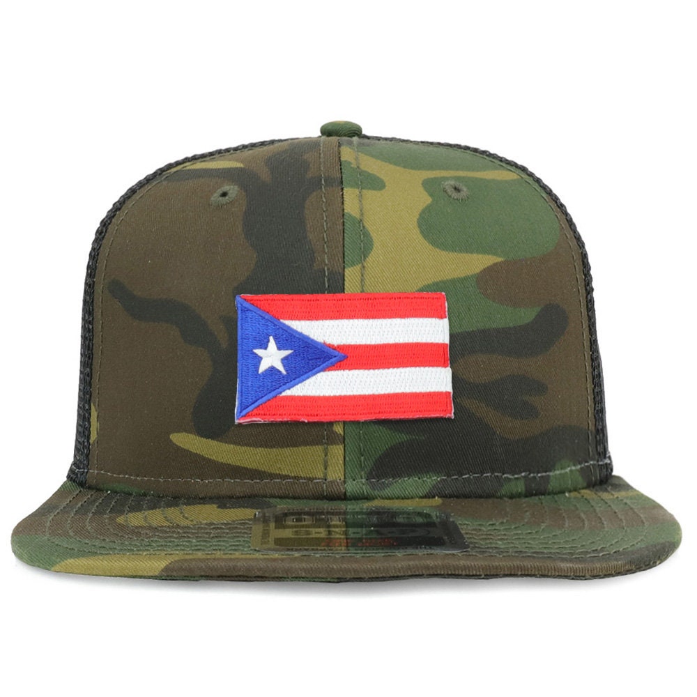Kleine Puerto Rico Flagge Patch Strukturierte Camo Trucker Cap | 153-1120-Prflag von armycrew