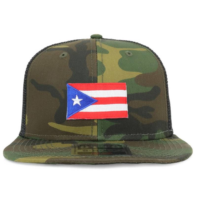 Kleine Puerto Rico Flagge Patch Strukturierte Camo Trucker Cap | 153-1120-Prflag von armycrew