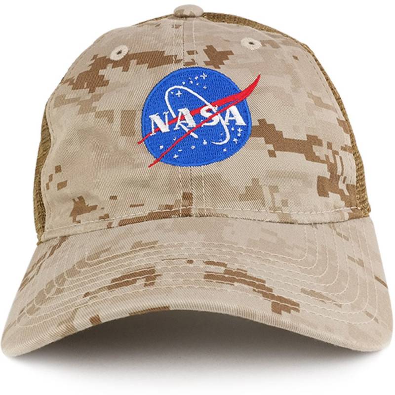 Low Profile Unstrukturierte Nasa Insignia Bestickt Camo Mesh Trucker Cap | 255-Insignia von armycrew