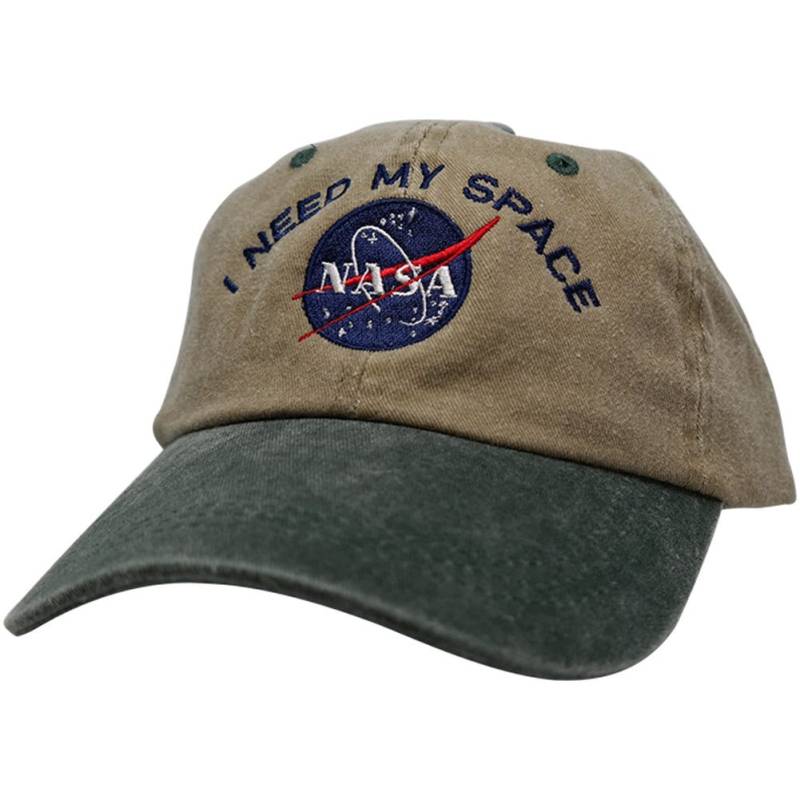 Nasa I Need My Space Bestickte 2-Ton Washed Cotton Cap - Khaki von armycrew