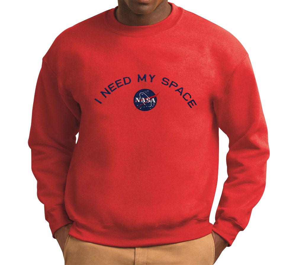 Nasa I Need My Space Insignia Besticktes Crewneck Sweatshirt - Multi Color Size 18000 von armycrew