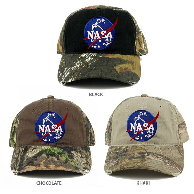 Nasa Insignia Gestickter Aufnäher Mossy Oak Realtree Camo Verstellbare Kappe | C807-Insignia von armycrew