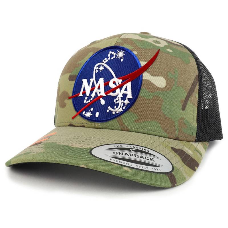 Nasa Insignia Patch Camouflage Strukturierttrucker Mesh Baseball Cap | Flex-6606Mc-Insignia von armycrew