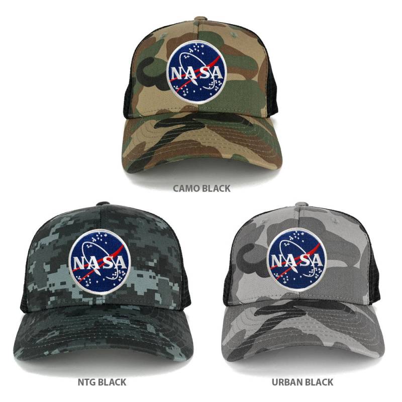 Nasa Runde Fleischball Bestickt Eisen Auf Patch Camo Verstellbare Mesh Trucker Cap | 1054-Meatball von armycrew