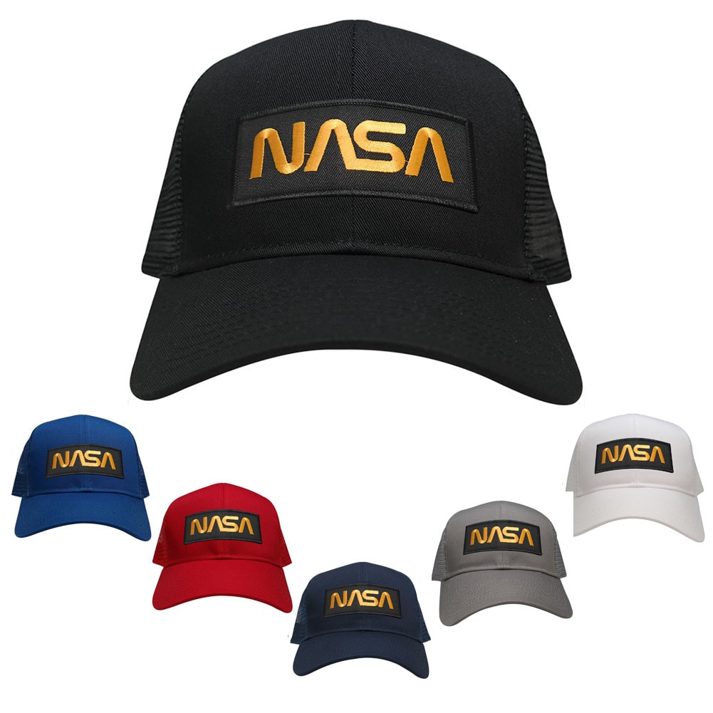Nasa Wurm Gold Text Bestickt Eisen Auf Patch Snapback Trucker Mesh Cap | 30-287-Pm302 Nasa Wurm Gold Text Bestickt Eisen Auf Patch Snapback Trucker Mesh Cap | 30-287-Pm302 von armycrew