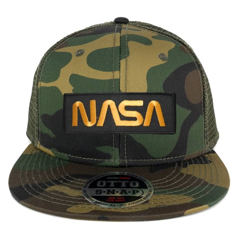 Nasa Wurm Gold Text Bestickt Patch Snapback Camo Trucker Mesh Cap | 153-1120-Pm302 von armycrew