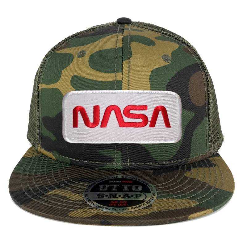 Nasa Wurm Rot Text Bestickt Patch Snapback Camo Trucker Mesh Cap | 153-1120-Pm303 von armycrew