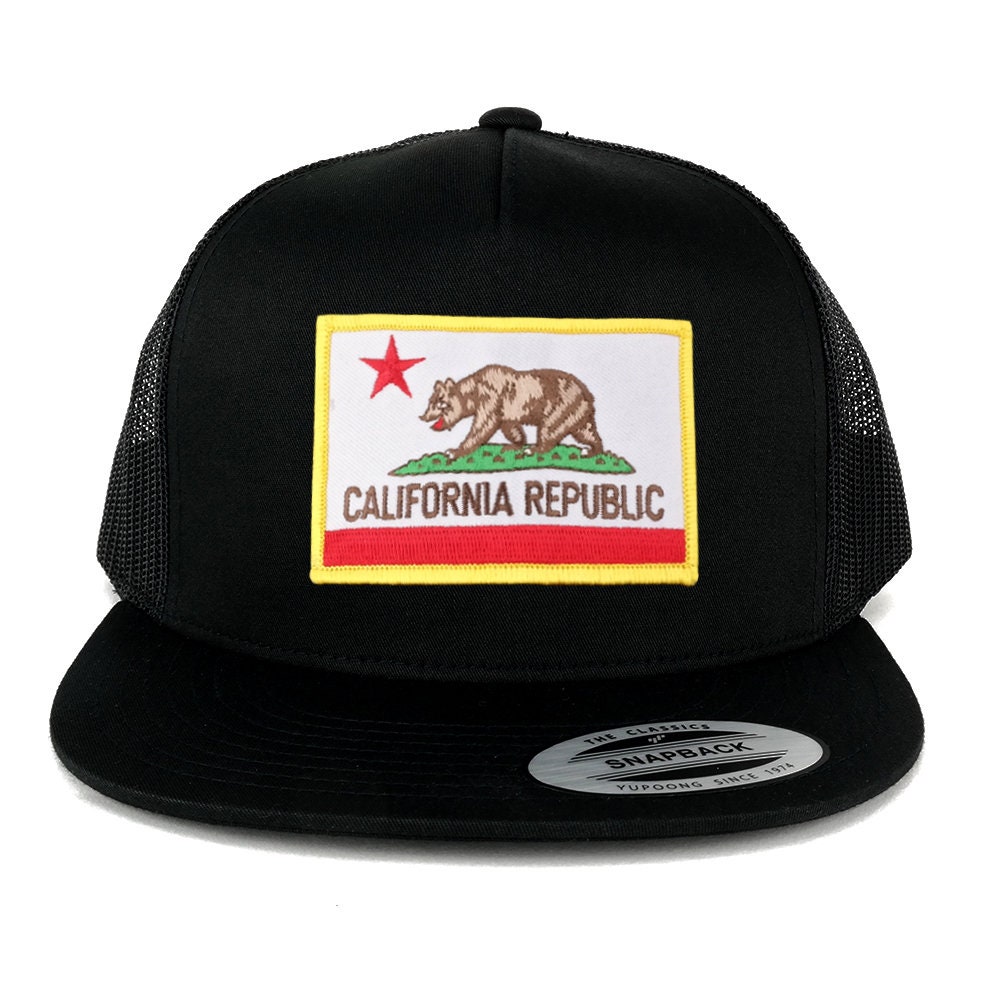Oversize Xxl California State Flagge Patch 5 Panel Flatbill Snapback Mesh Cap von armycrew
