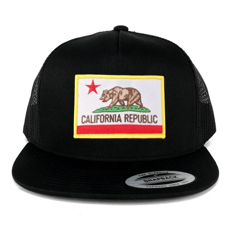 Oversize Xxl California State Flagge Patch 5 Panel Flatbill Snapback Mesh Cap von armycrew