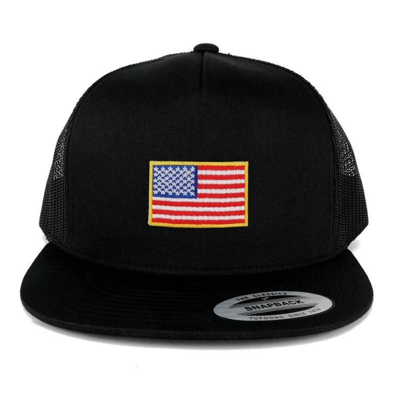 Oversize Xxl Kleine Usa Flagge Patch 5 Panel Flatbill Snapback Mesh Cap von armycrew