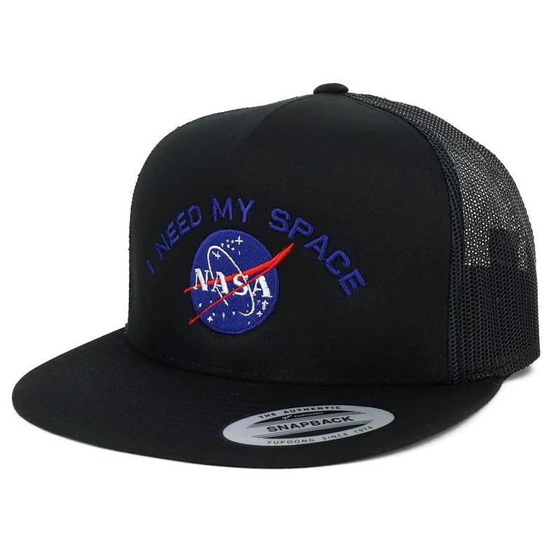 Oversize Xxl Nasa I Need My Space Bestickte 5 Panel Flatbill Snapback Mesh Cap von armycrew