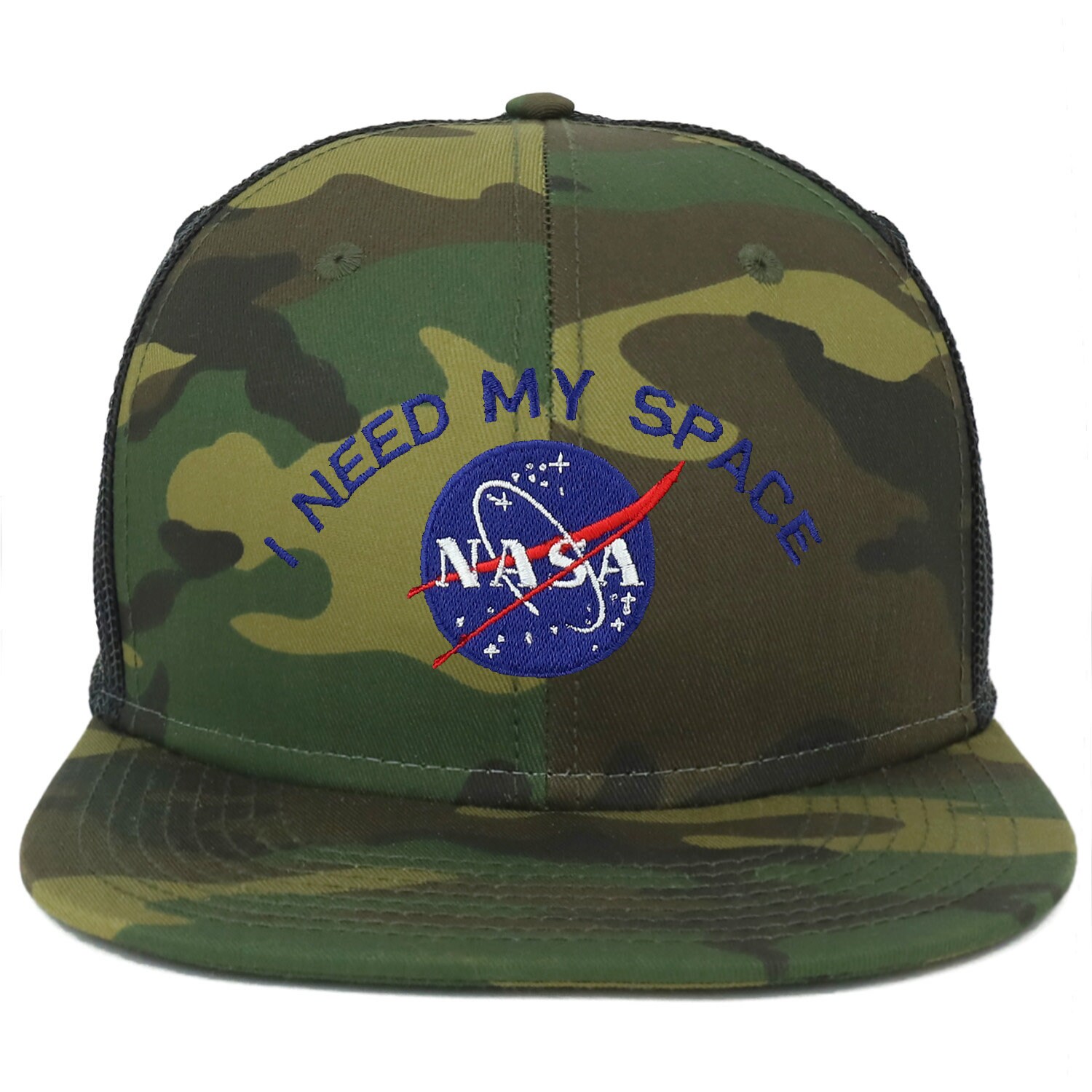 Oversize Xxl Nasa I Need My Space Bestickte Camouflage Flatbill Mesh Snapback Cap Oversize Xxl Nasa I Need My Space Bestickte Camouflage Flatbill Mesh Snapback Cap von armycrew