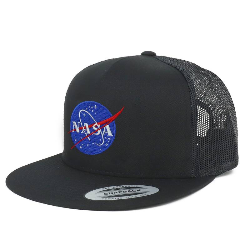 Oversize Xxl Nasa Insignia Logo Bestickte 5 Panel Flatbill Snapback Mesh Cap von armycrew