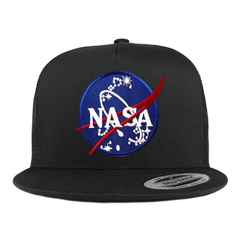 Oversize Xxl Nasa Insignia Logo Patch 5 Panel Flatbill Snapback Mesh Cap von armycrew