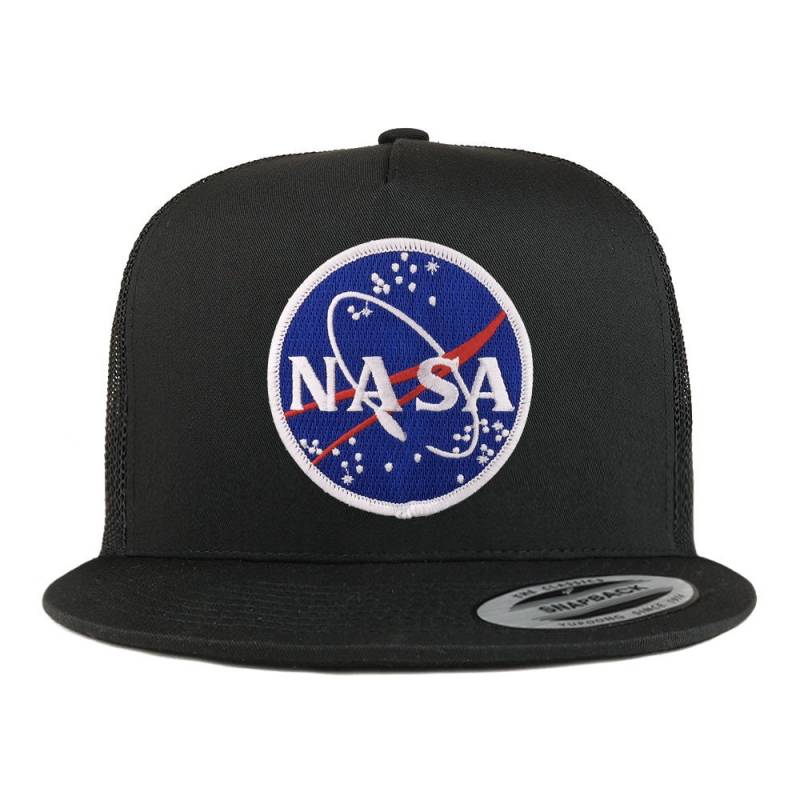 Oversize Xxl Nasa Meatball Logo Patch 5 Panel Flatbill Snapback Mesh Cap von armycrew