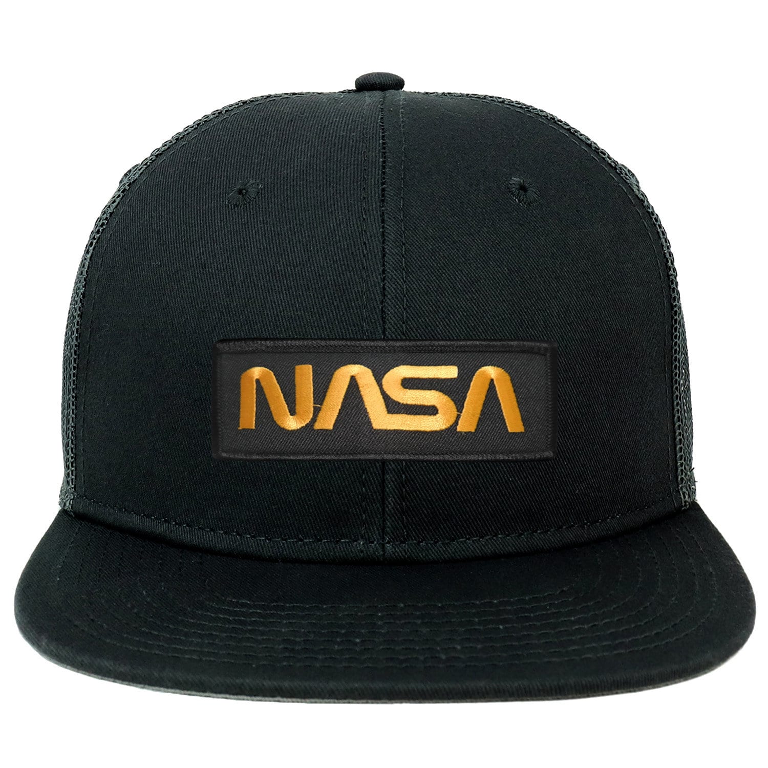 Oversize Xxl Nasa Wurm Gold Text Patch Flatbill Mesh Snapback Cap Oversize Xxl Nasa Wurm Gold Text Patch Flatbill Mesh Snapback Cap von armycrew