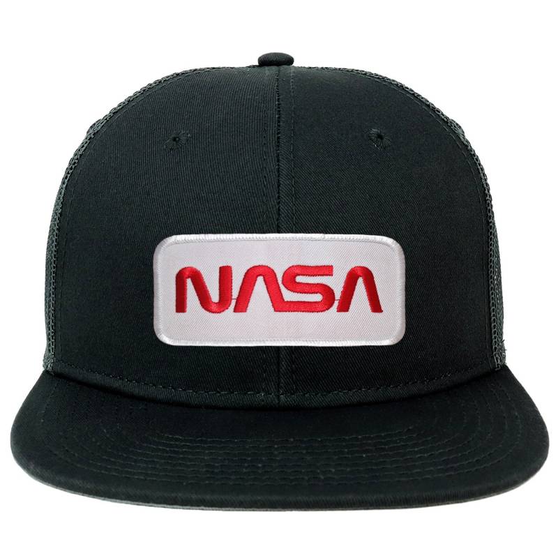 Oversize Xxl Nasa Wurm Rot Text Patch Flatbill Mesh Snapback Cap von armycrew