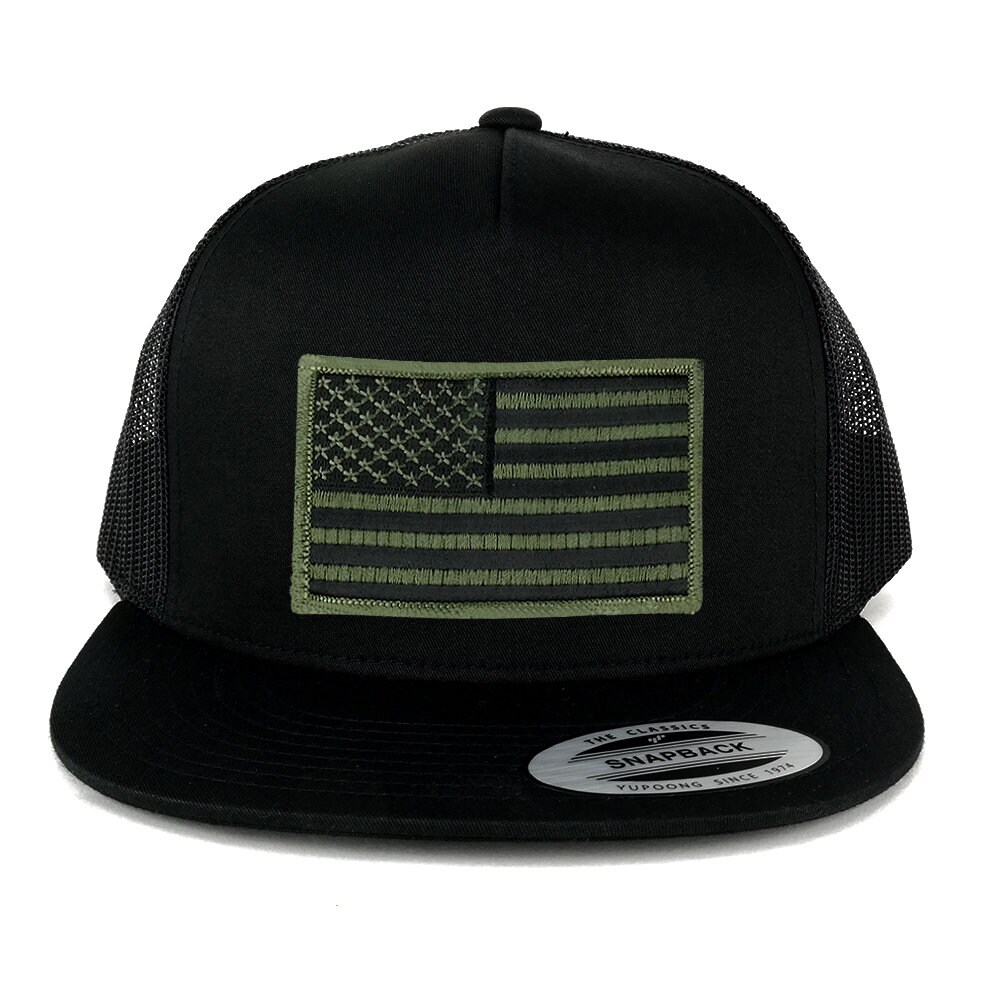 Oversize Xxl Olive Usa Flag Patch 5 Panel Flatbill Snapback Mesh Cap Oversize Xxl Olive Usa Flag Patch 5 Panel Flatbill Snapback Mesh Cap von armycrew
