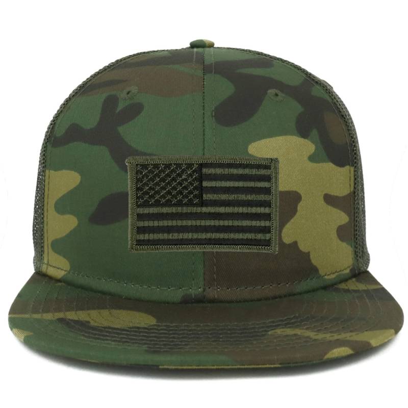 Oversize Xxl Olive Usa Flagge Patch Camouflage Flatbill Mesh Snapback Cap von armycrew