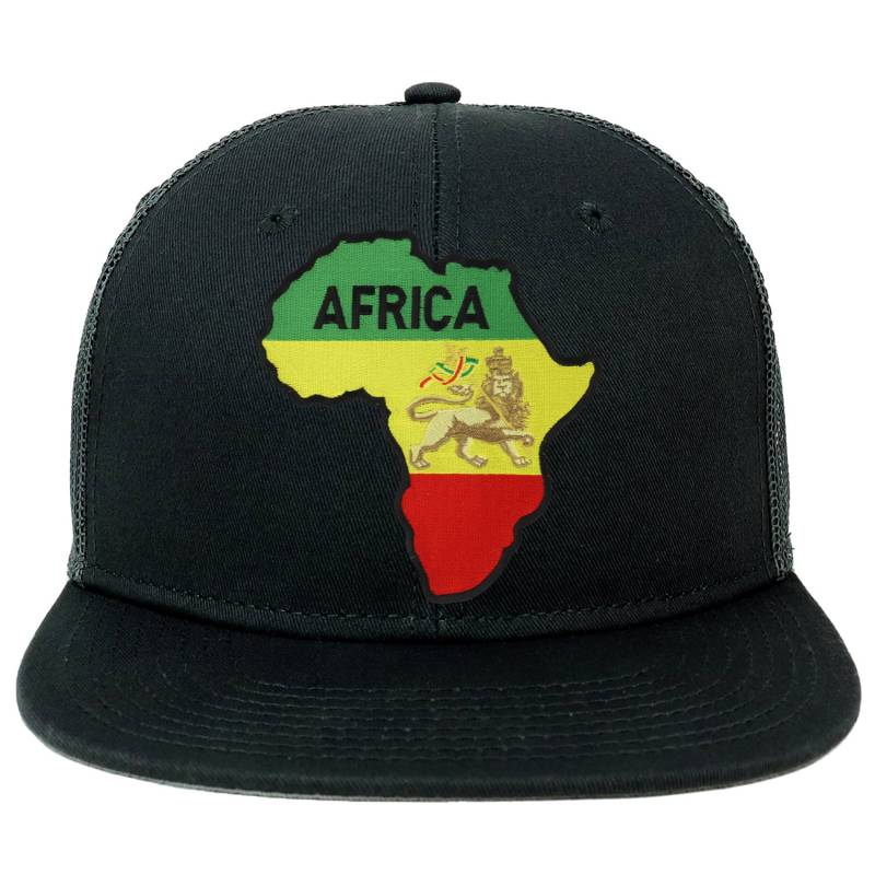 Oversize Xxl Rgy Afrika Karte Und Rasta Lion Patch Flatbill Mesh Snapback Cap von armycrew