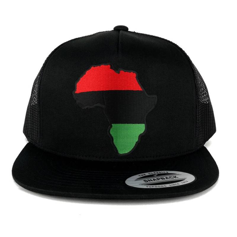 Oversize Xxl Rot Schwarz Grün Afrika Karte Patch 5 Panel Flatbill Snapback Mesh Cap von armycrew