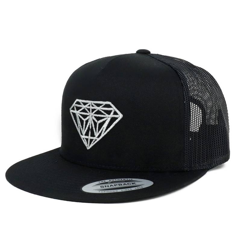 Oversize Xxl Silber Diamant Bestickt 5 Panel Flatbill Snapback Mesh Cap von armycrew