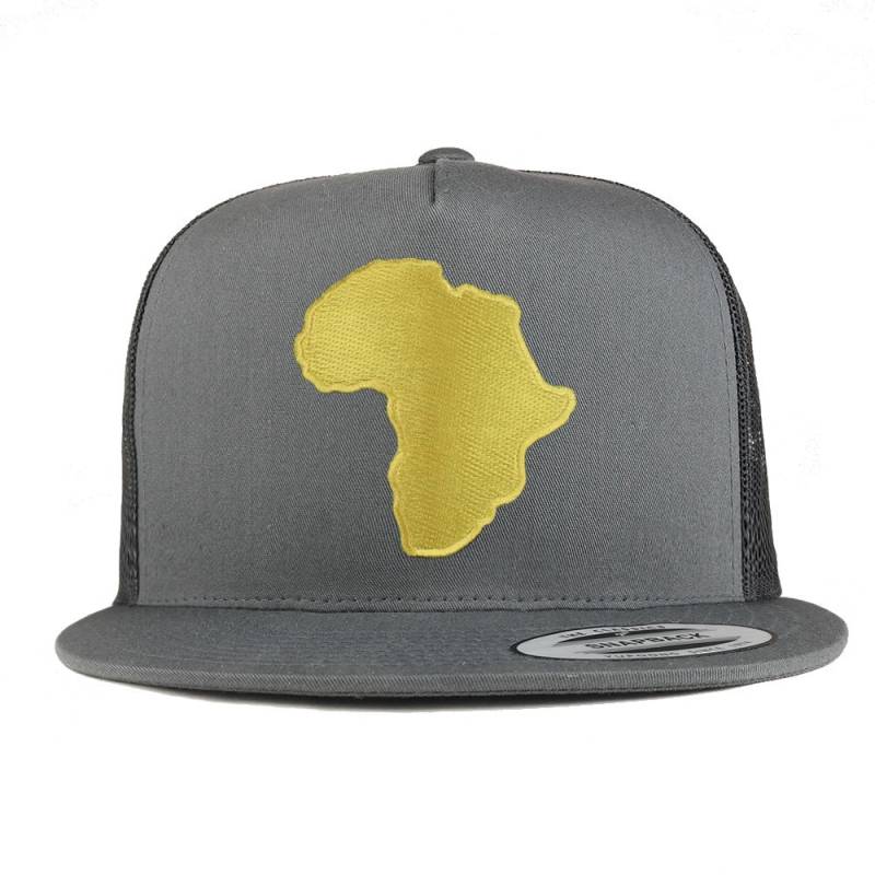 Oversize Xxl Solide Golden Afrika Karte Patch 5 Panel Flatbill Snapback Mesh Cap von armycrew