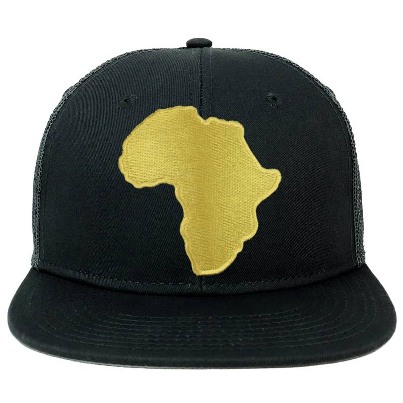 Oversize Xxl Solide Golden Afrika Karte Patch Flatbill Mesh Snapback Cap von armycrew