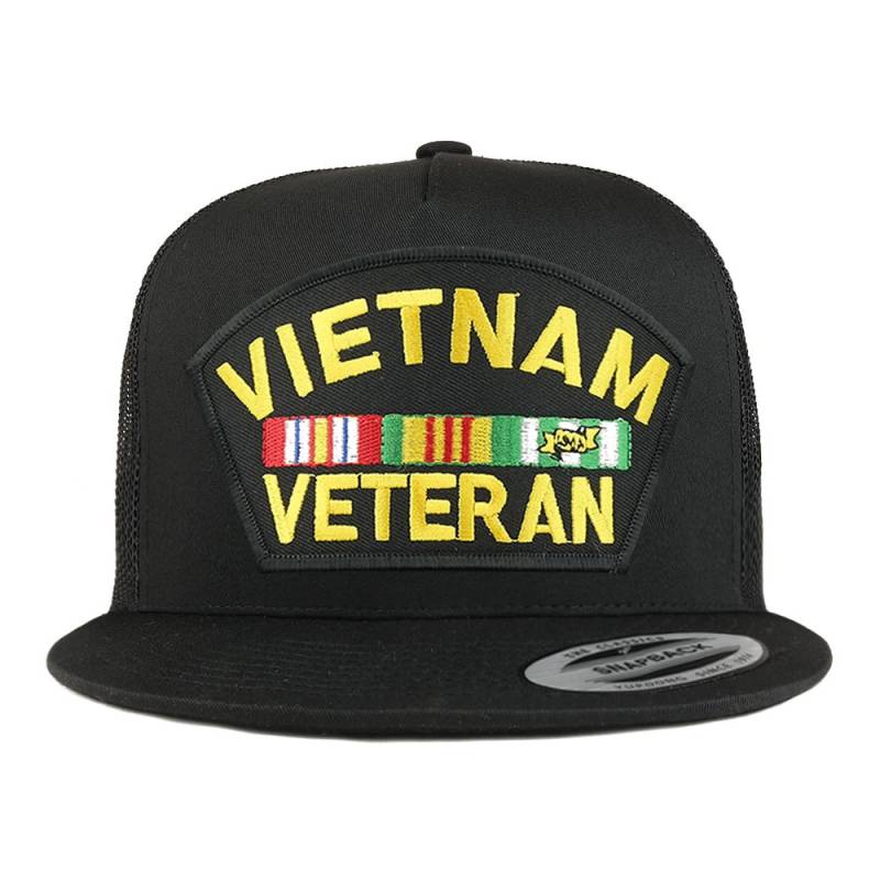 Oversize Xxl Vietnam Veteran Große Patch 5 Panel Flatbill Snapback Mesh Cap von armycrew