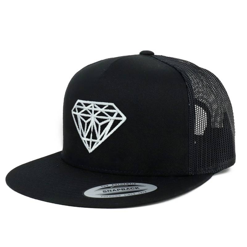 Oversize Xxl Weiß Diamant Bestickt 5 Panel Flatbill Snapback Mesh Cap von armycrew