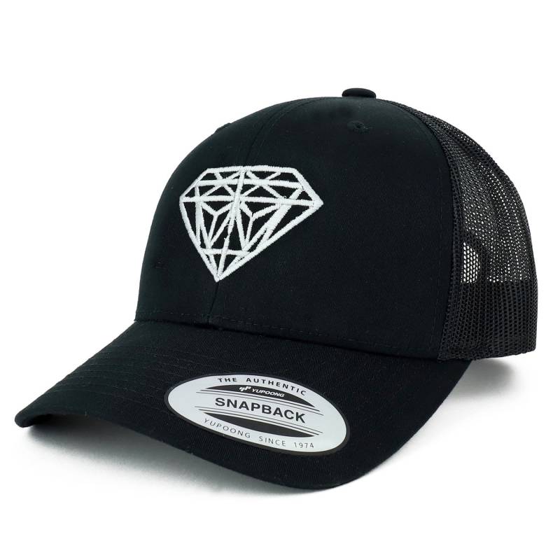 Oversize Xxl Weiß Diamant Bestickt Retro Trucker Mesh Cap von armycrew