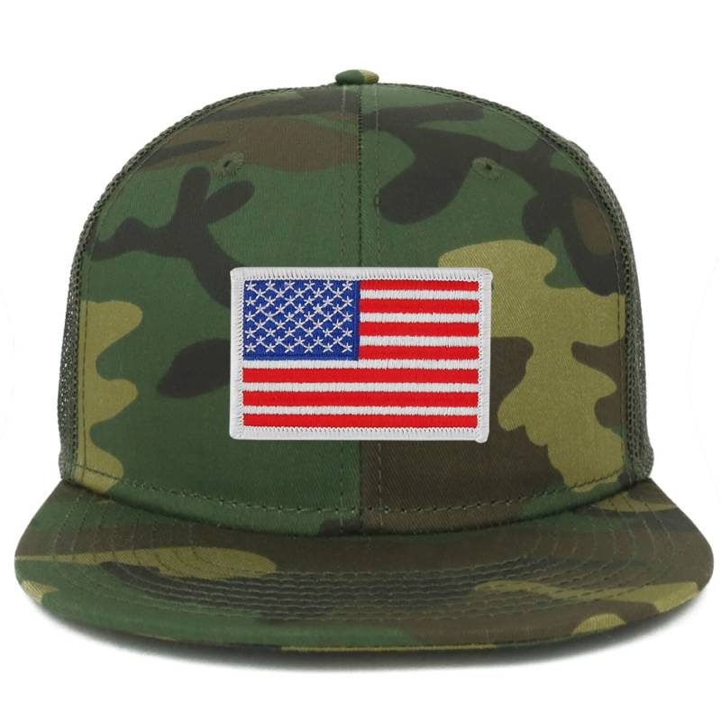 Oversize Xxl Weiß Usa Flagge Patch Camouflage Flatbill Mesh Snapback Cap von armycrew