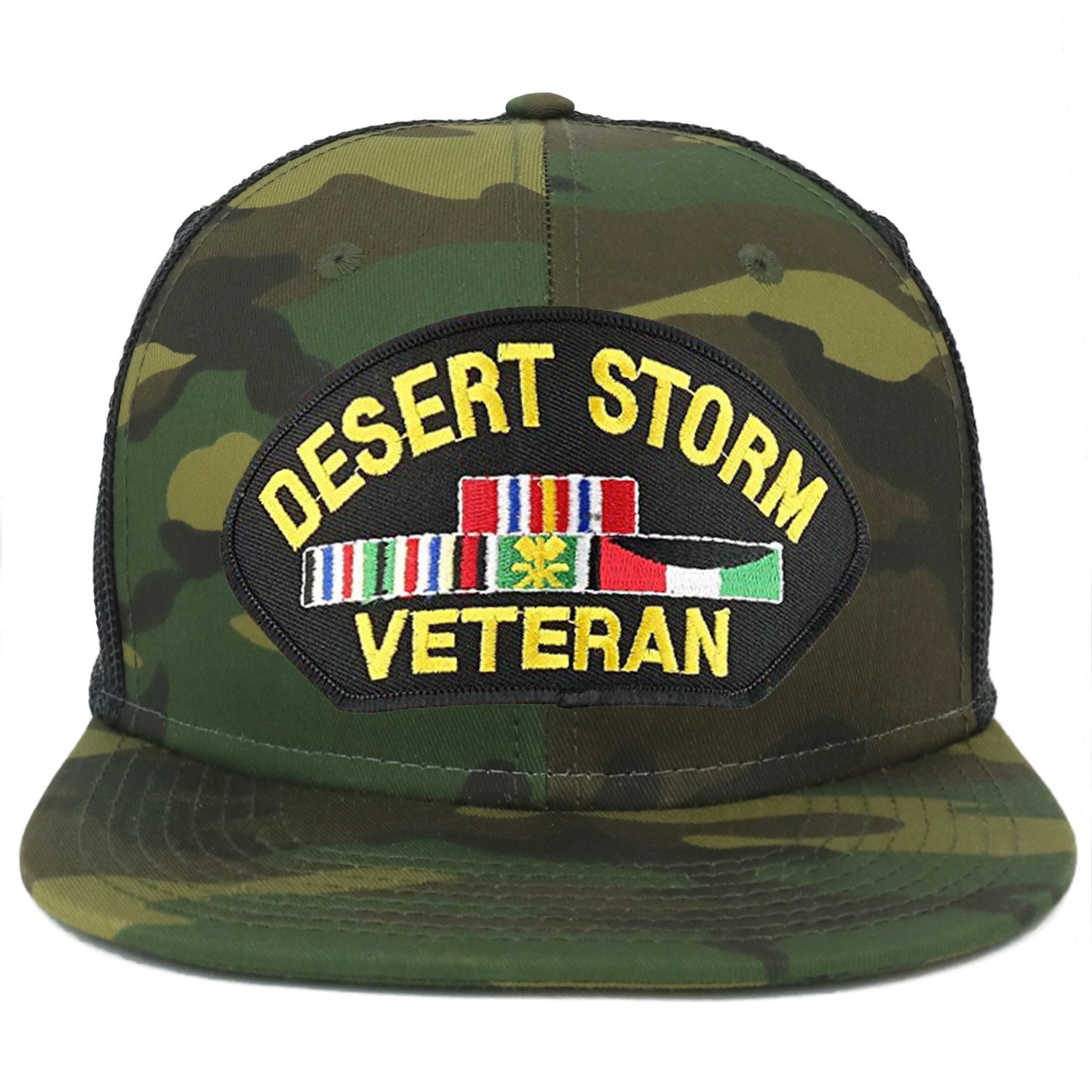Oversize Xxl Wüste Sturm Veteran Große Patch Camouflage Flatbill Mesh Snapback Cap Oversize Xxl Wüste Sturm Veteran Große Patch Camouflage Flatbill Mesh Snapback Cap von armycrew