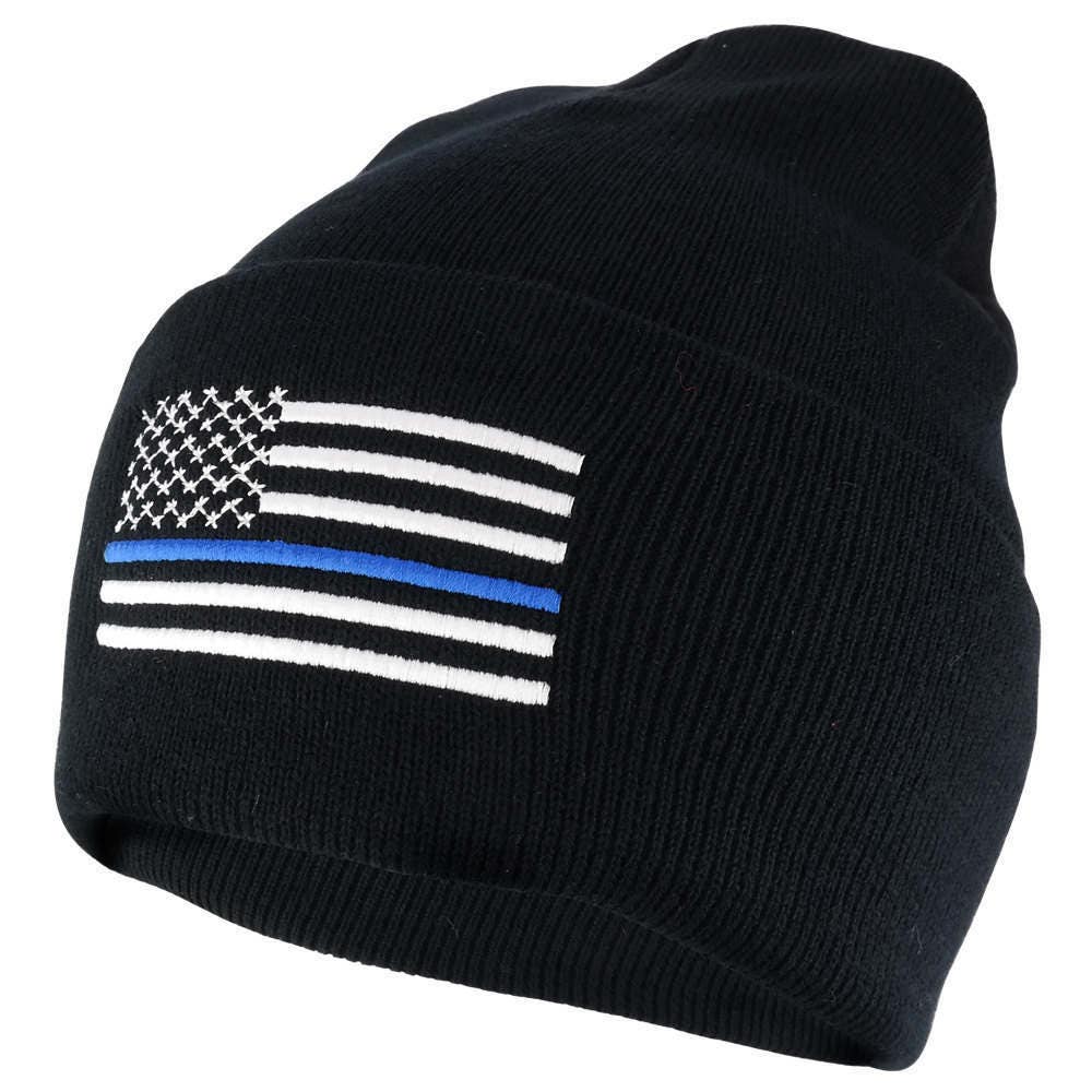 Polizei Unterstützung Dünne Blaue Flagge Bestickt Manschette Mütze Hut | Scpolf-Blk Polizei Unterstützung Dünne Blaue Flagge Bestickt Manschette Mütze Hut | Scpolf-Blk von armycrew