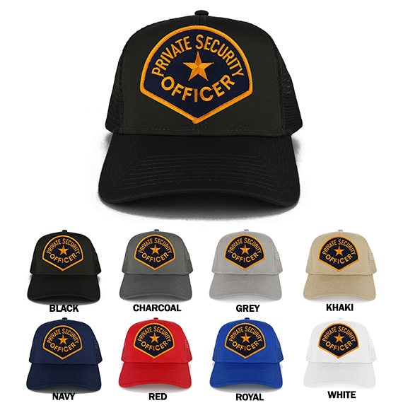 Private Security Officer Große Marine Gold Bestickt Patch Verstellbartrucker Mesh Cap | 30-287-Pm4051 von armycrew