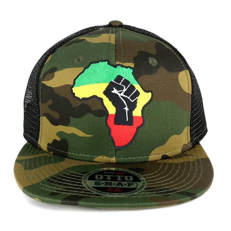 Rgy Faust Afrika Karte Patch Camo Snapback Mesh Flatbill Baseball Cap von armycrew