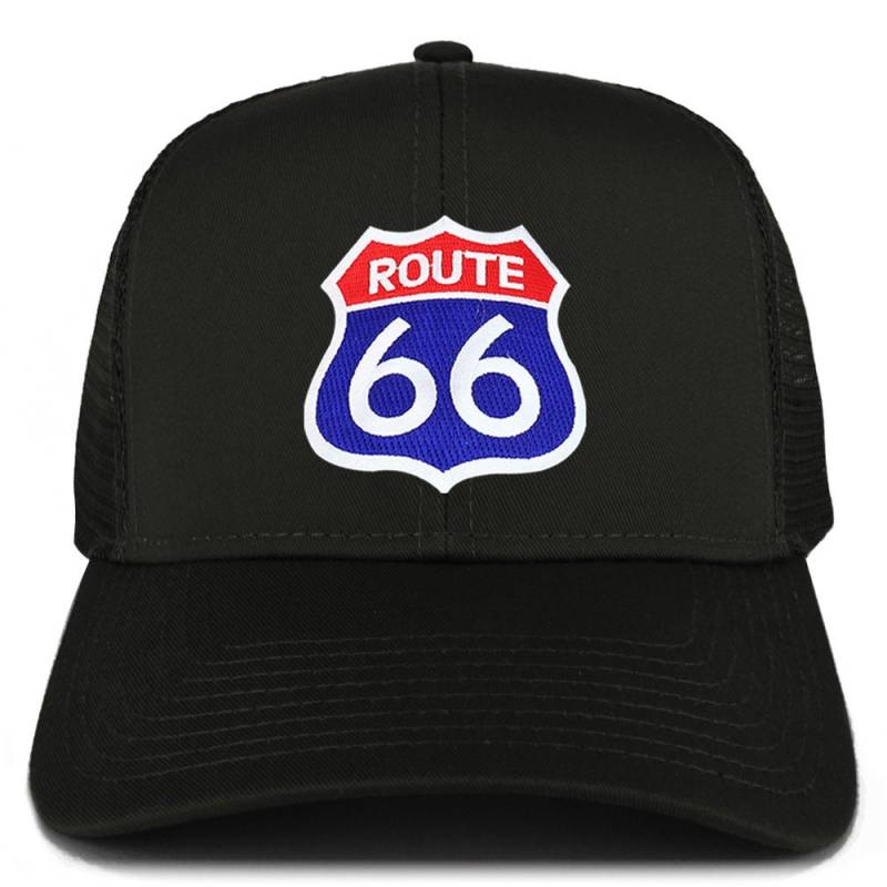 Route 66 Blau Rot Patch Strukturierttrucker Mesh Cap von armycrew