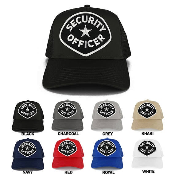 Sicherheitsbeauftragter Große Schwarz Weiß Bestickt Patch Verstellbartrucker Mesh Cap | 30-287-Pm4075 von armycrew