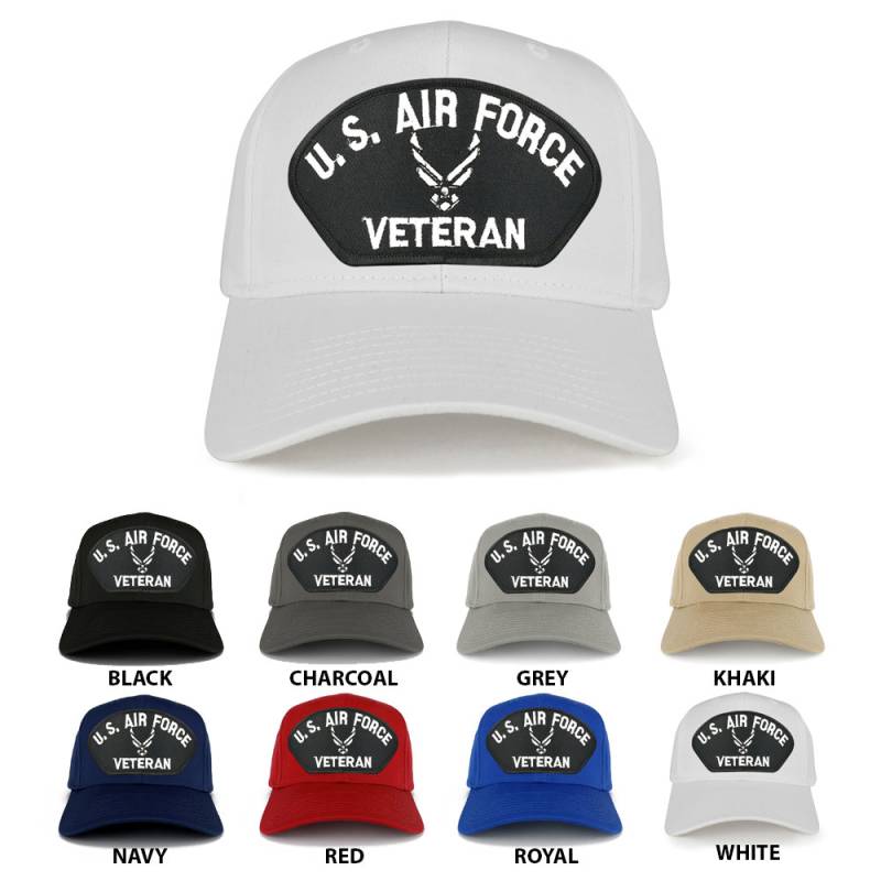 Us Air Force Veteran Wings Große Bestickte Patch Verstellbarbaseball Cap | 27-079-Pml125 von armycrew