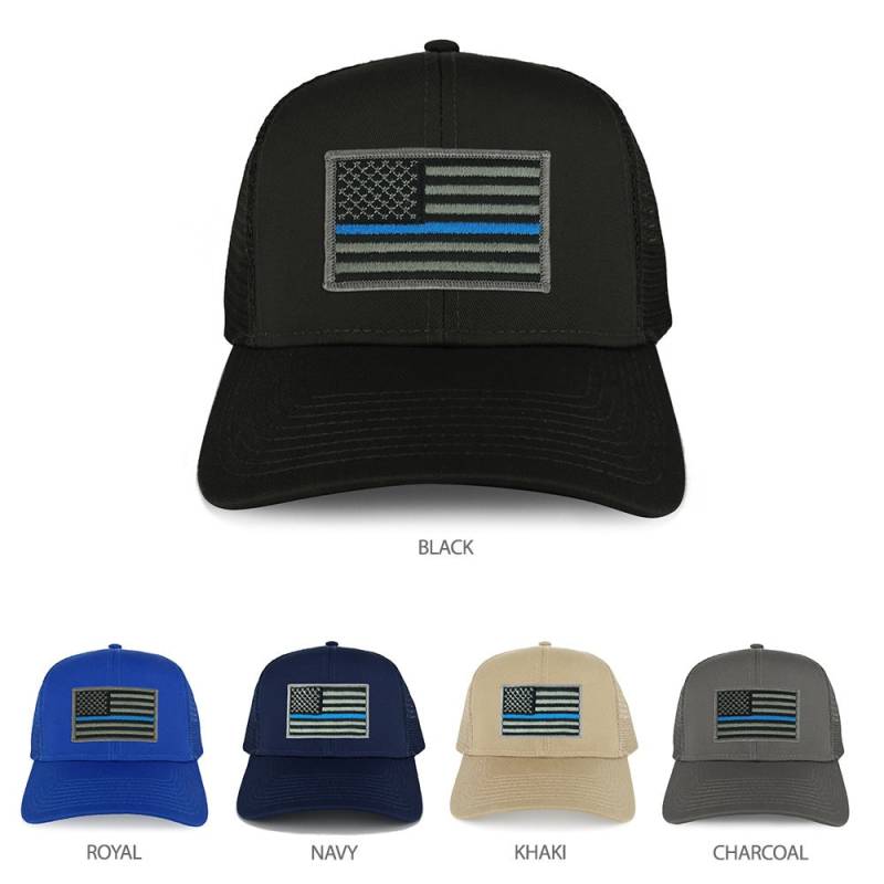 xxl Oversize Dünne Blaue Linie Usa Flagge Patch Mesh Zurück Trucker Baseball Cap | 30-287xx-Usa-Flag-Tbl von armycrew