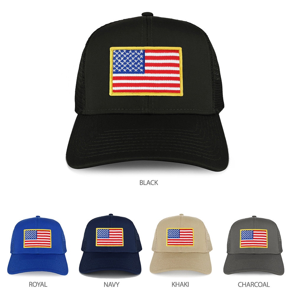 xxl Oversize Gelb Usa Flagge Patch Mesh Zurück Trucker Baseball Cap | 30-287xx-Usa-Flag-Ylw von armycrew