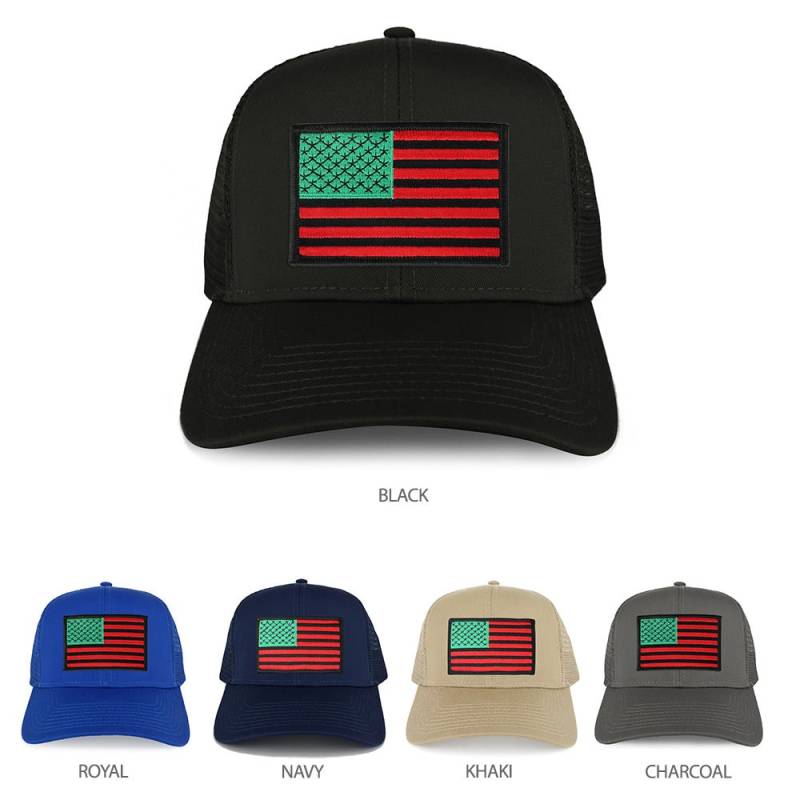 xxl Oversize Rot Grün Schwarz Usa Flagge Patch Mesh Zurück Trucker Baseball Cap | 30-287xx-Usa-Flag-Redgrnblk von armycrew