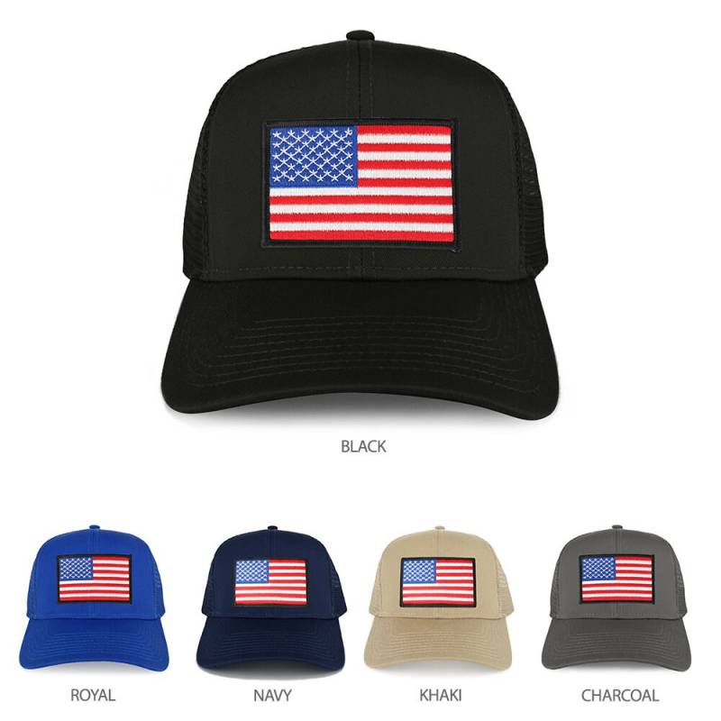 xxl Oversize Weiß Schwarze Grenze Usa Flagge Patch Mesh Zurück Trucker Baseball Cap | 30-287xx-Usa-Flag-Wht-Blkborder von armycrew