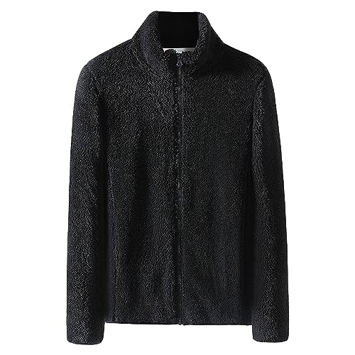 aromm Fleecejacke für Damen Warm Voller Reißverschluss Langarm Lässig Sport Outdoor Mantel Schwarz, S von aromm