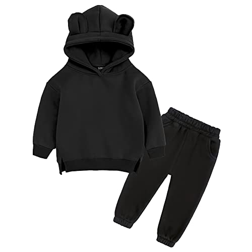 aromm Junge Kinder Trainingsanzug Set Mädchen Pullover Jogginghose 2-teiliges Hoody Sweatshirts Jogging Schwarz,7-8 Jahre von aromm